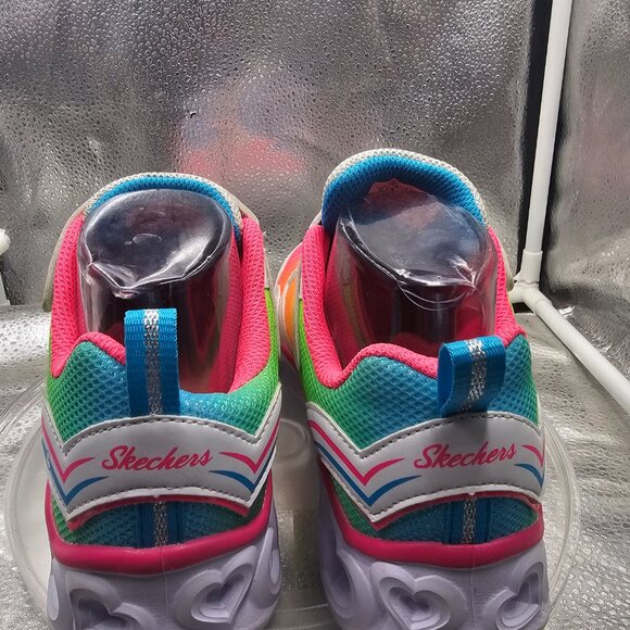 I Skechers Heart Light Up Big Girl Shoes - Pink and Blue Sz 4 with glitter - Picture 5 of 10